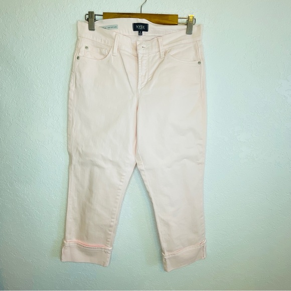 NYDJ | Dayla wide cuff capri in pink chiffon - Picture 2 of 7